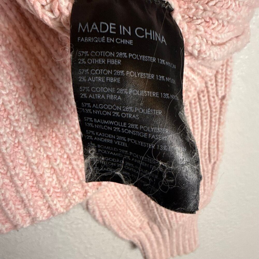 Club Monaco Pink Ribbed Knit Boxy Mock Neck Long Sleeve Pullover Sweater - Picture 15 of 16